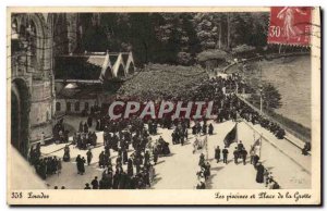 Old Postcard Lourdes pools and Place de la Grotte