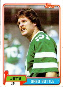 1981 Topps Football Card Greg Buttle New York Jets sk10309