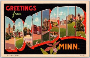 Greetings From Rochester Minnesota MN Large Letter Landmarks Postcard