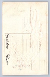 J92/ Merry Christmas Holiday Postcard c1910 Boy Toys Window Gold 221