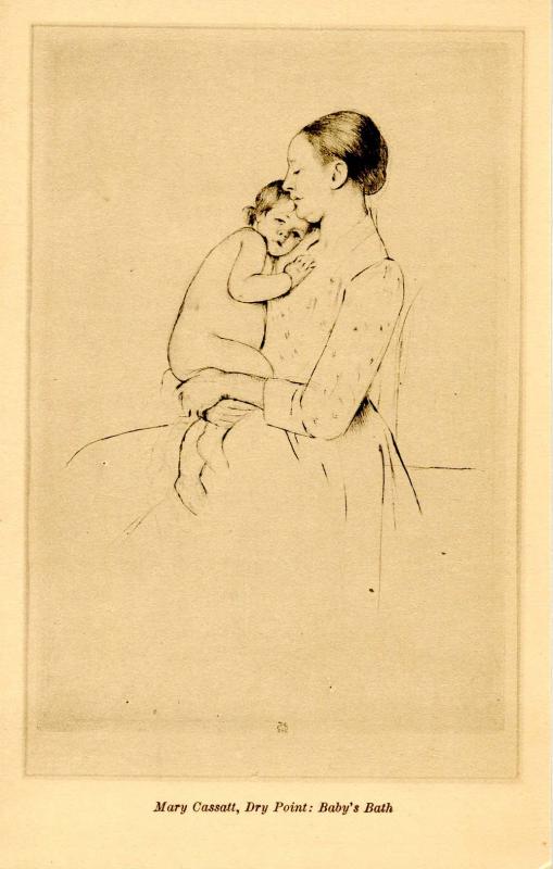 Dry Point: Baby's Bath.  Artist: Mary Cassatt