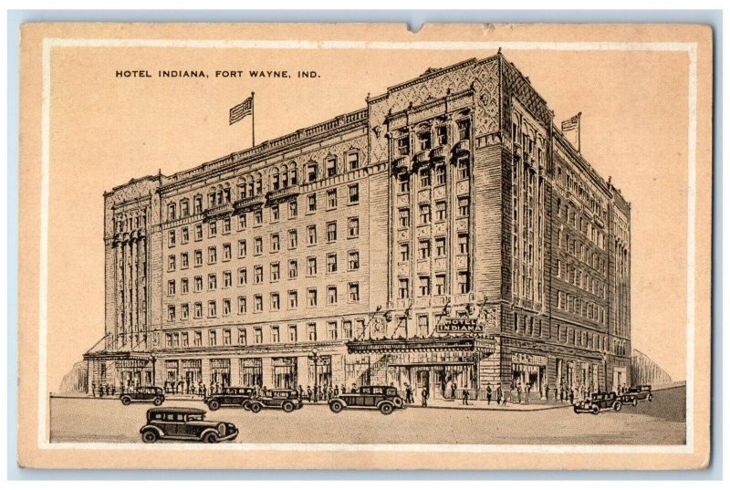 c1920's Hotel Indiana Fort Wayne Indiana IN Antique Unposted Postcard