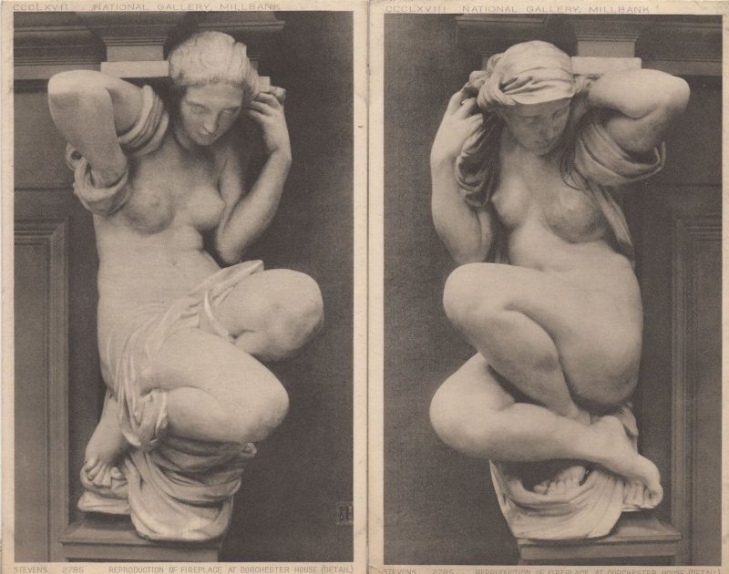 Alfred Stevens Dorchester House Fireplace 2x Nude Statue Postcard s