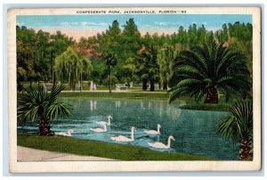 1938 Confederate Park Swan Lake Jacksonville Orlando Florida FL Postcard