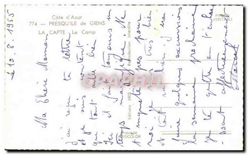 Old Postcard Cote d & # 39Azur Presqu'ile de Giens The 39ile captures Camping...