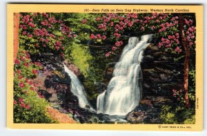 Soco Gap Highway Water Falls Western North Carolina Postcard Curt Teich Linen