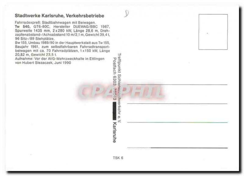 Postcard Modern Verkehrsbetriebe Stadtwerke Karlsruhe