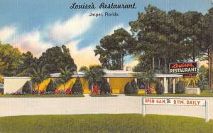 Jasper Florida Louises Restaurant Street View Antique Postcard K38616