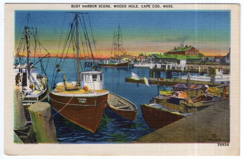 Woods Hole, Cape Cod, Mass, Busy Harbor Scene