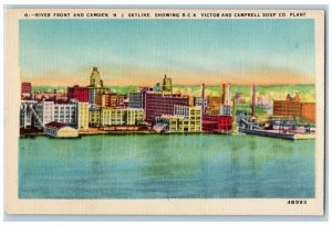 Camden New Jersey NJ Postcard Skyline Victor Campbell Soup Co Plant 1940 Antique