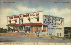 West Haven CT Haven Rug Co Linen Advertising Storefront Postcard