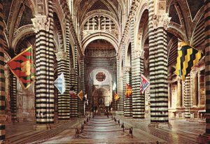 Postcard Siena Duomo Cathedral Inside The Districts Flags Italy