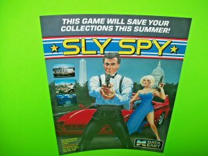 SLY SPY 1989 Original NOS Video Arcade Game Promo Sales Flyer Vintage Artwork