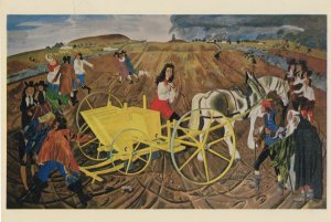 Mural Of Jethro Tull Seed Drill Farming Rare Painting Postcard