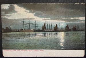 Vintage Postcard 1901-1907 Moonlight, Chelsea Bridge, Boston, Massachusetts (MA)