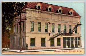 Masonic Temple  Waverly  New York  Postcard  1910