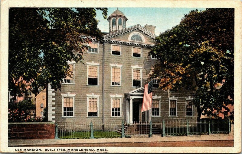 Lee Mansion Marblehead Massachusetts MA Exterior WB Postcard PM Cancel WOB Note 