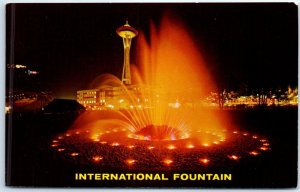 Postcard - The International Fountain at Night - Seattle, Washington 