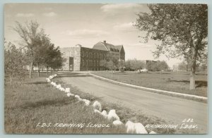 Plankinton~Rock Lined Road to South Dakota State Training School RPPC 1946 PC