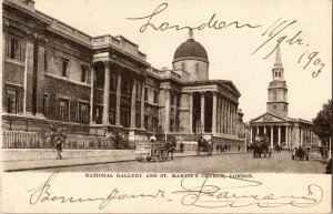 St. Martin’s Chruc London National Gallery BW Postcard Undivided Antique Cancel  
