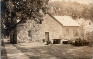 RPPC Real Photo Postcard VT Rutland County Wallingford Old Stone Shop ~1910 S72