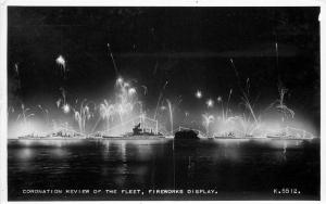 1930s Royalty Coronation Review Fleet Fireworks Display RPPC real photo 1688