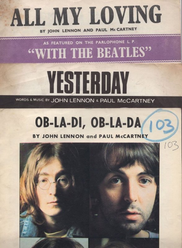 Ob-La-Di Ob-La-Da Yesterday All My Loving The Beatles 3x Sheet Music s