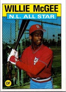 1986 Topps Baseball Card NL All Star Willie McGee sk10674