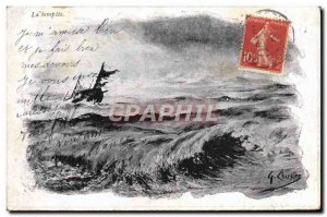 Old Postcard Boat the storm