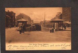 MA Trolley Railroad Car East Boston Tunnel Entrance Massachusetts 1908 Postcard