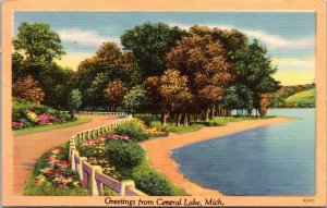 Scenic View, Greetings from Central Lake MI c1953 Vintage Postcard Q49