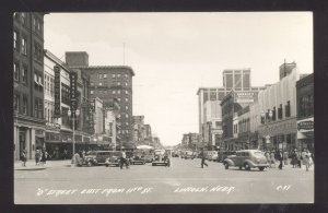 RPPC LINCOLN NEBRASKA DOWNTOWN O STREET SCENE OLD CARS REAL PHOTO POSTCARD