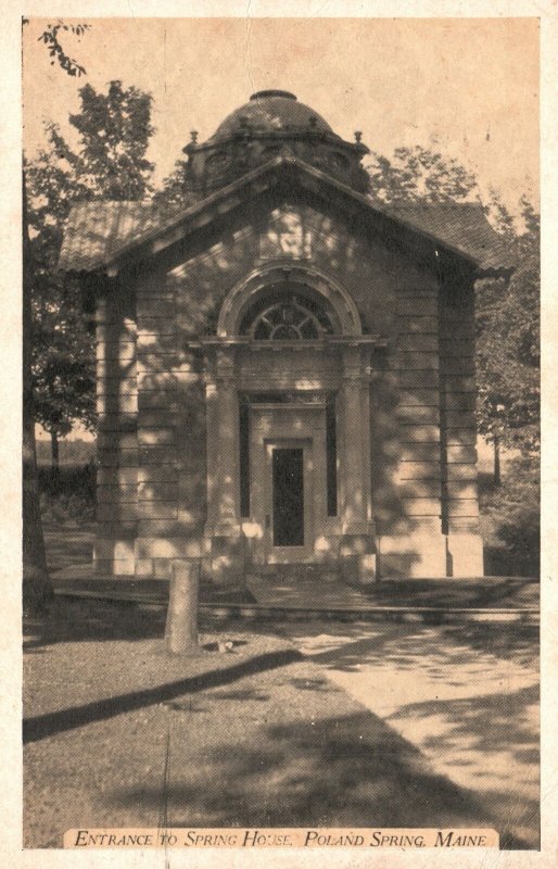 Vintage Postcard 1928 Entrance To Spring House South Water Pumping Poland Maine