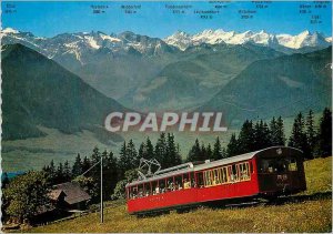 Modern Postcard Rigi Vitznau Rigi Bahn mit den Berner Alpen Funicular Railway