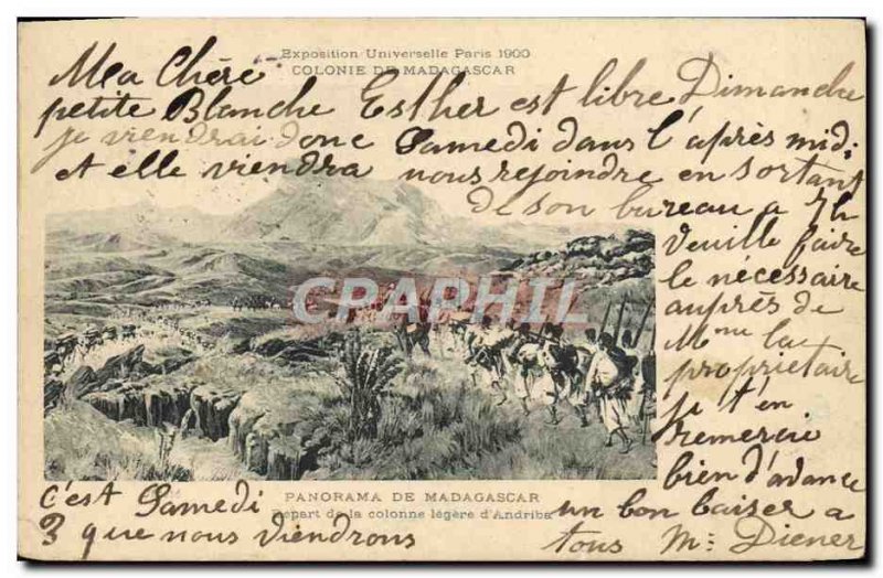 Old Postcard Panorama From Madagascar Travel from lightly column & # 39Andriba