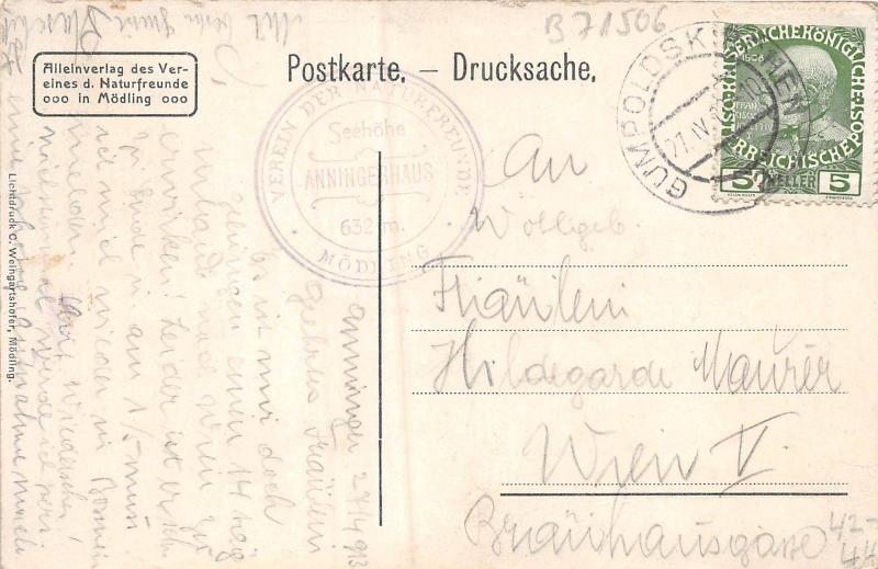 B71506 Lower Austria Anninger Schutzhaus Austria