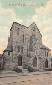 ST. PAUL'S METHODIST CHURCH HAGERSTOWN MARYLAND POSTCARD (c.1910)