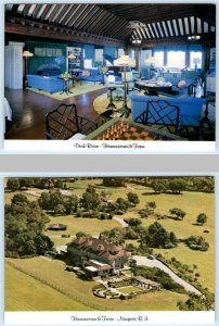 2 Postcards NEWPORT, Rhode Island RI ~ Deck Room HAMMERSMITH FARM Aerial 4x6