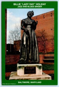 BALTIMORE, Maryland MD ~ Statue BILLIE HOLIDAY Jazz Blues Singer 4x6  Postcard