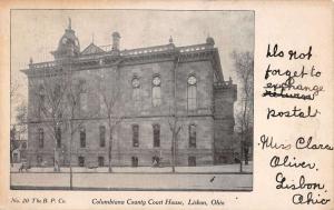 Lisbon Ohio Columbiana Court House Street View Antique Postcard K40064