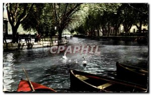 Postcard Old Annecy the Canal du Vasse and the Swans Pont des Amours
