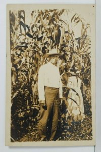 RPPC Man & Woman in the Corn Field Real Photo Postcard P5