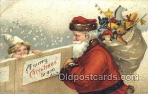 Christmas  Santa Claus 1907 crease right bottom cirner hard to see from front...