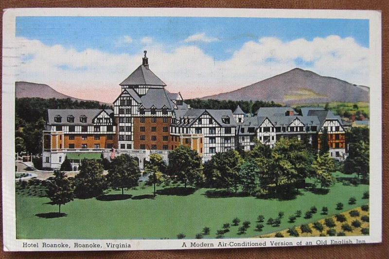 ROANOKE, Virginia ~ Hotel Roanoke Old English Inn (slightly trimmed) Postcard