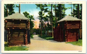 Postcard - Entrance To Fort Raleigh Reservation, Roanoke Island - North Carolina