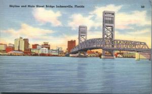 Jacksonville FL, Florida - Skyline and Main Street Bridge - Linen