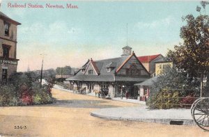 Newton Massachusetts Railroad Station Vintage Postcard AA44896