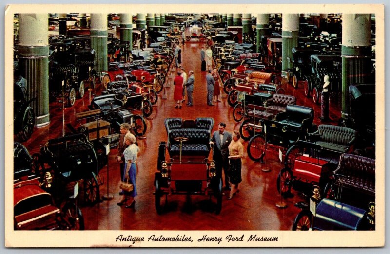 Vtg Dearborn Michigan MI Antique Automobiles Henry Ford Museum 1950s Postcard