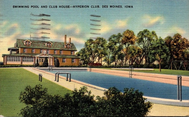 Iowa Des Moines Hyperion Club Swimming Pool and Club House 1944