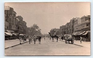 RPPC BOMBAY?, India ~ STREET SCENE CAMEL c1910s Barnet Photo Postcard